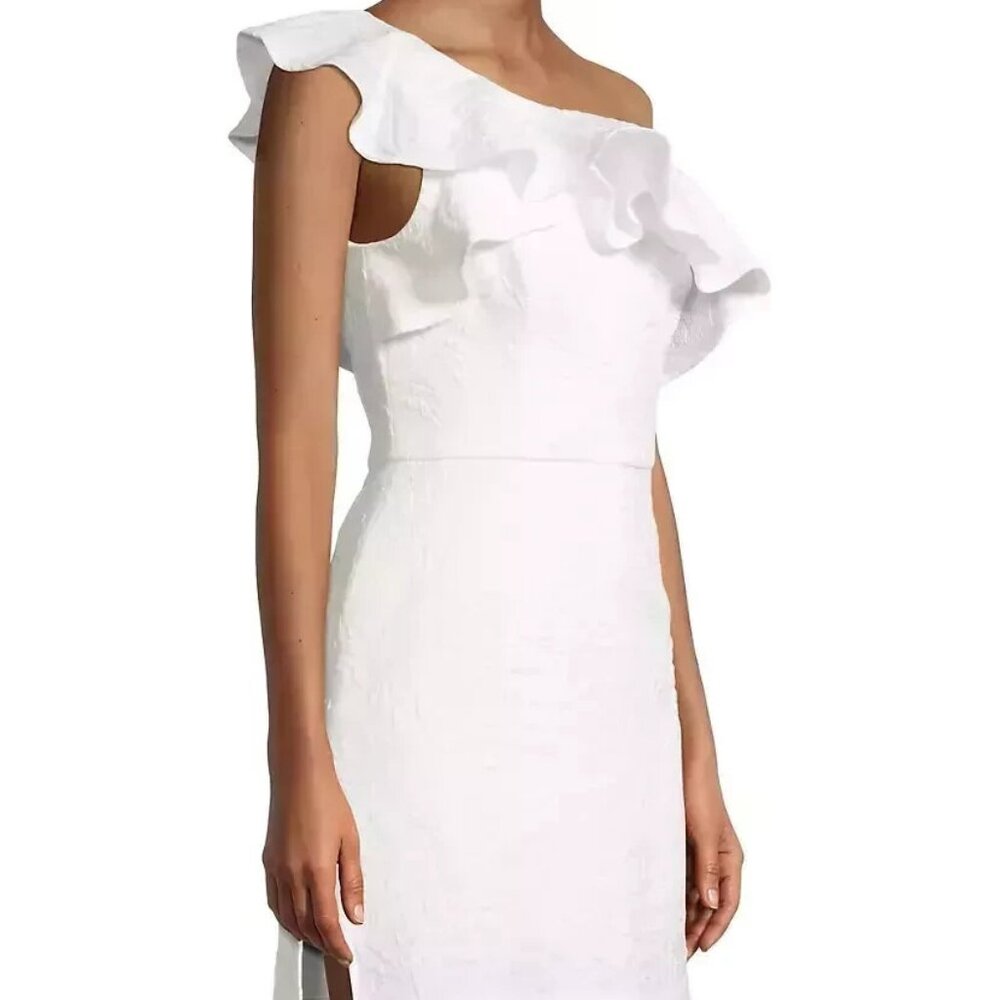 New Lilly Pulitzer Kipton Ruffle Romper One Shoulder White Jacquard Size 10